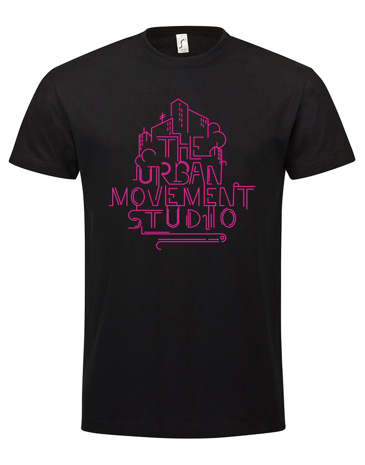 Urban Movement Studio T-Shirt neonpink auf schwarz