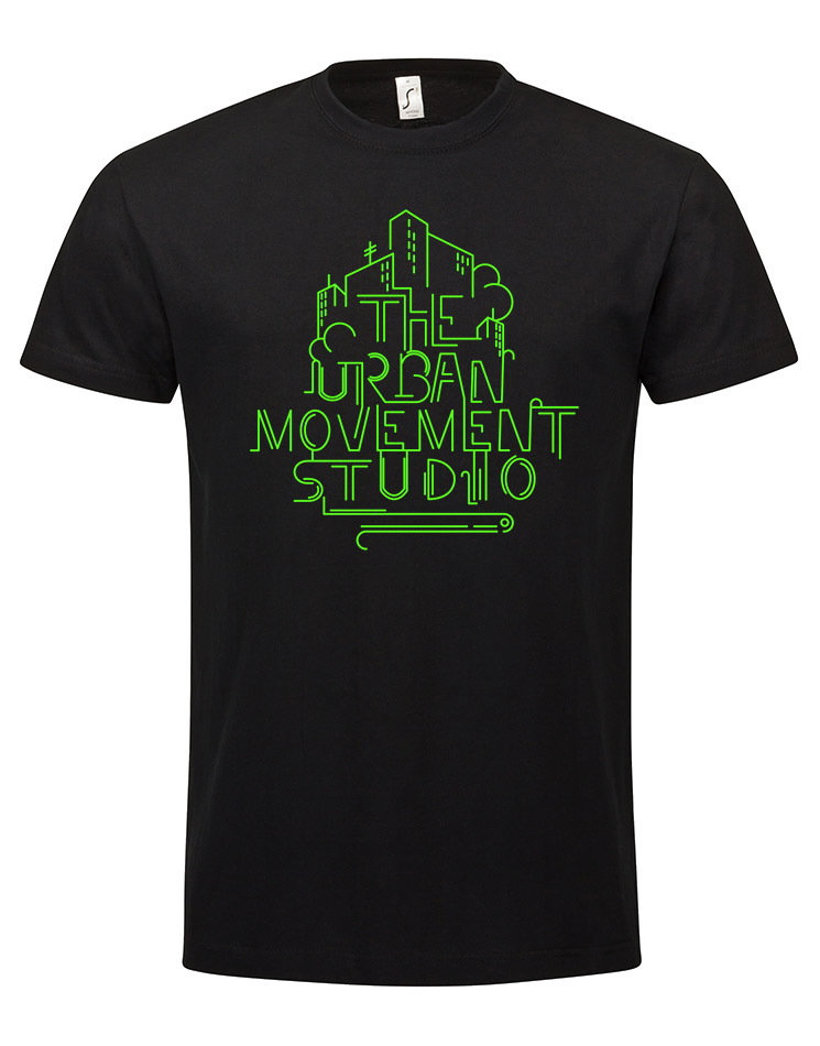 Urban Movement Studio T-Shirt neongrn auf schwarz