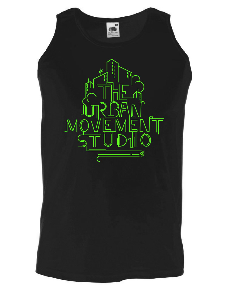 Urban Movement Studio Tank Top neongrn auf schwarz