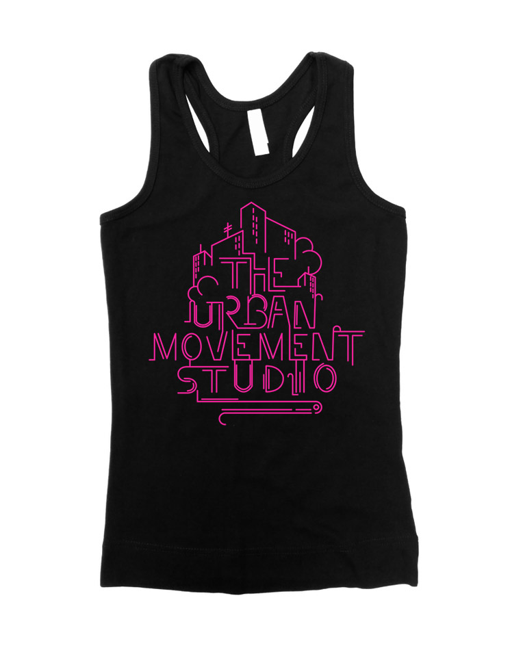 Urban Movement Studio Girly Tank Top Neonpink auf schwarz