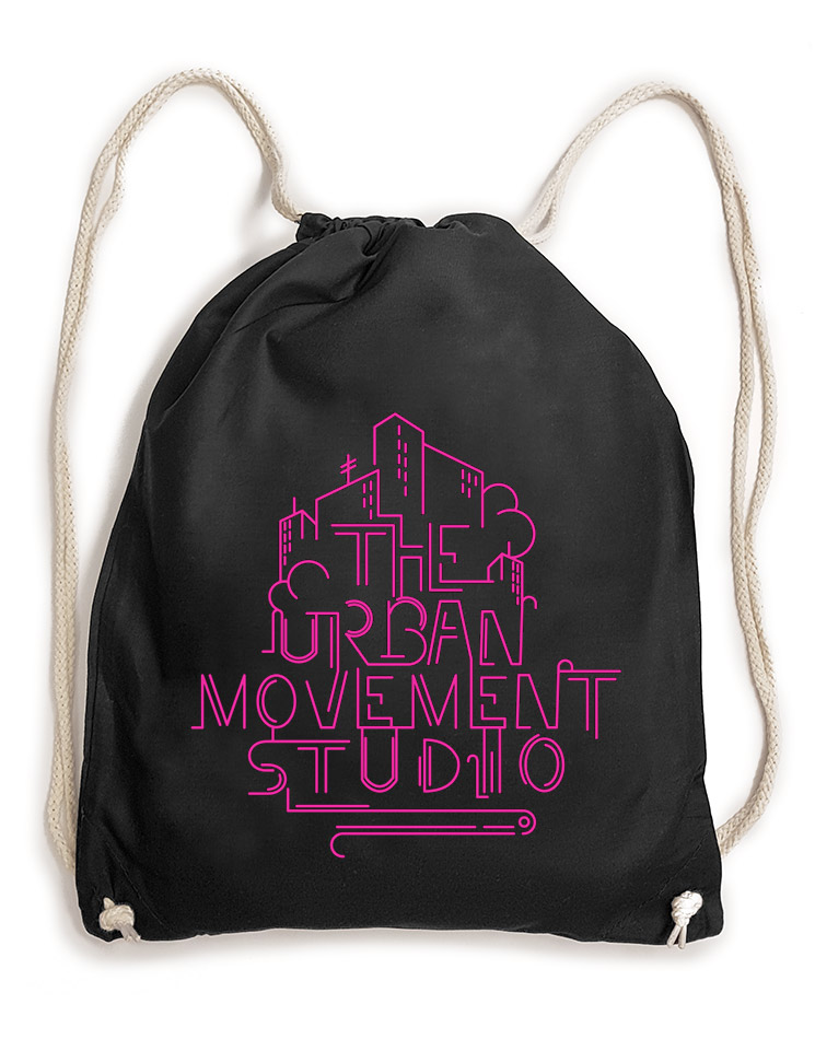 Urban Movement Studio Baumwollrucksack neonpink auf schwarz