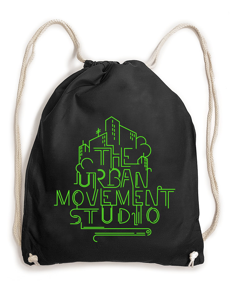 Urban Movement Studio Baumwollrucksack neongrn auf schwarz