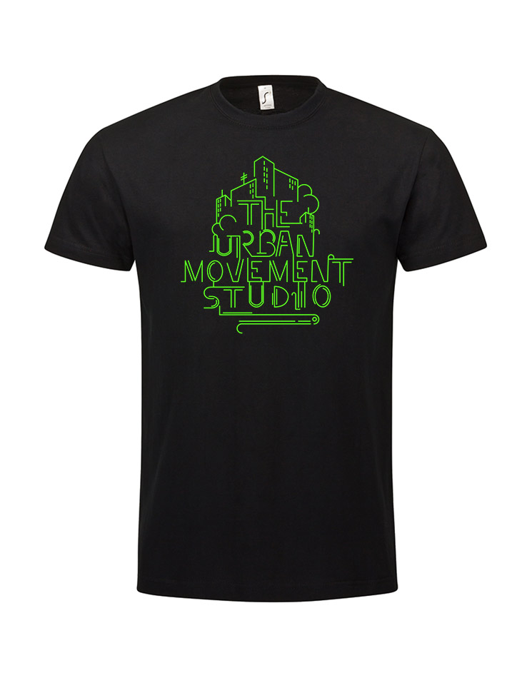 Urban Movement Studio Kinder T-Shirt neongrn auf schwarz