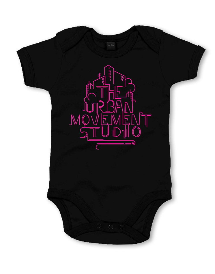 Urban Movement Studio Babystrampler neonpink auf schwarz