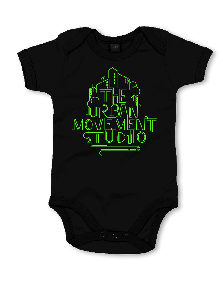 Urban Movement Studio Babystrampler neongrn auf schwarz