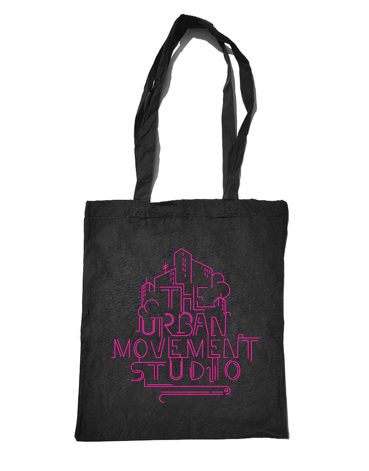 Urban Movement Studio Baumwolltasche neonpink auf schwarz