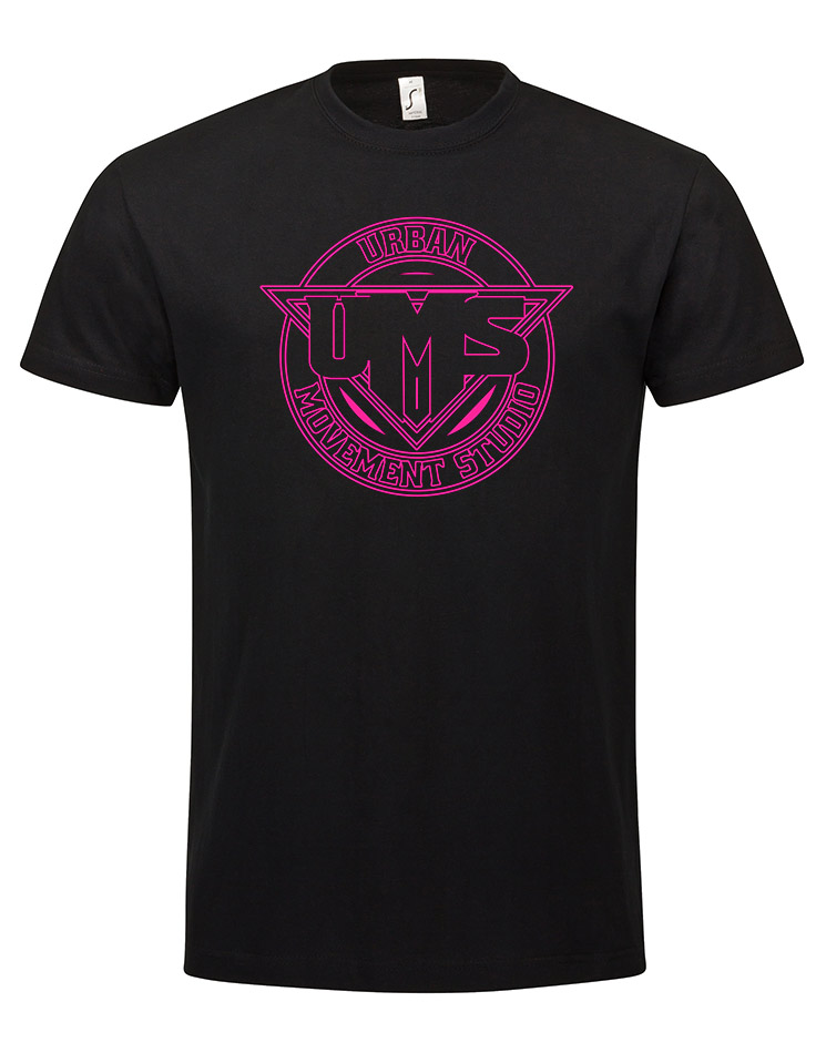 UMS T-Shirt neonpink auf schwarz