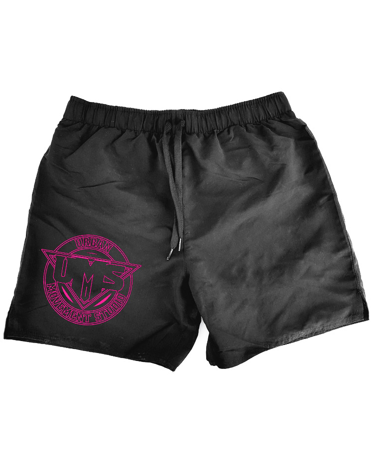 UMS Badehose neonpink auf schwarz