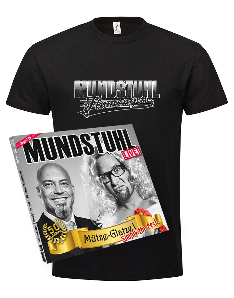 Flamongos Tourshirt + LIVE CD Mtze-Glatze! Simply the Pest mehrfarbig auf schwarz