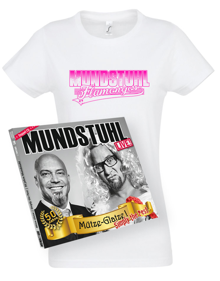 Flamongos Girly T-Shirt + LIVE CD Mtze-Glatze! Simply the Pest weiss