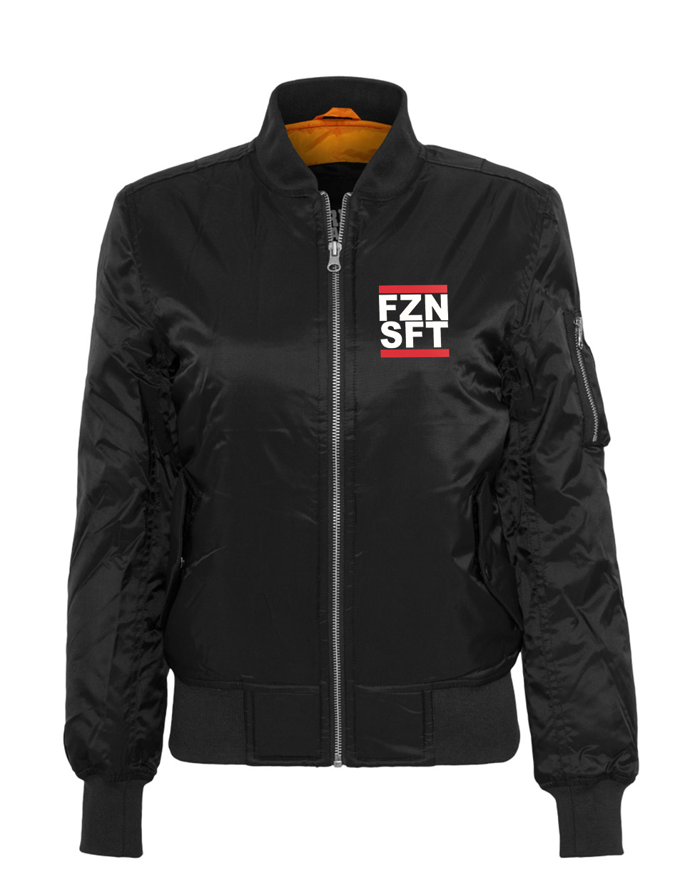 FZNSFT Ladies Bomber Jacket mehrfarbig auf schwarz