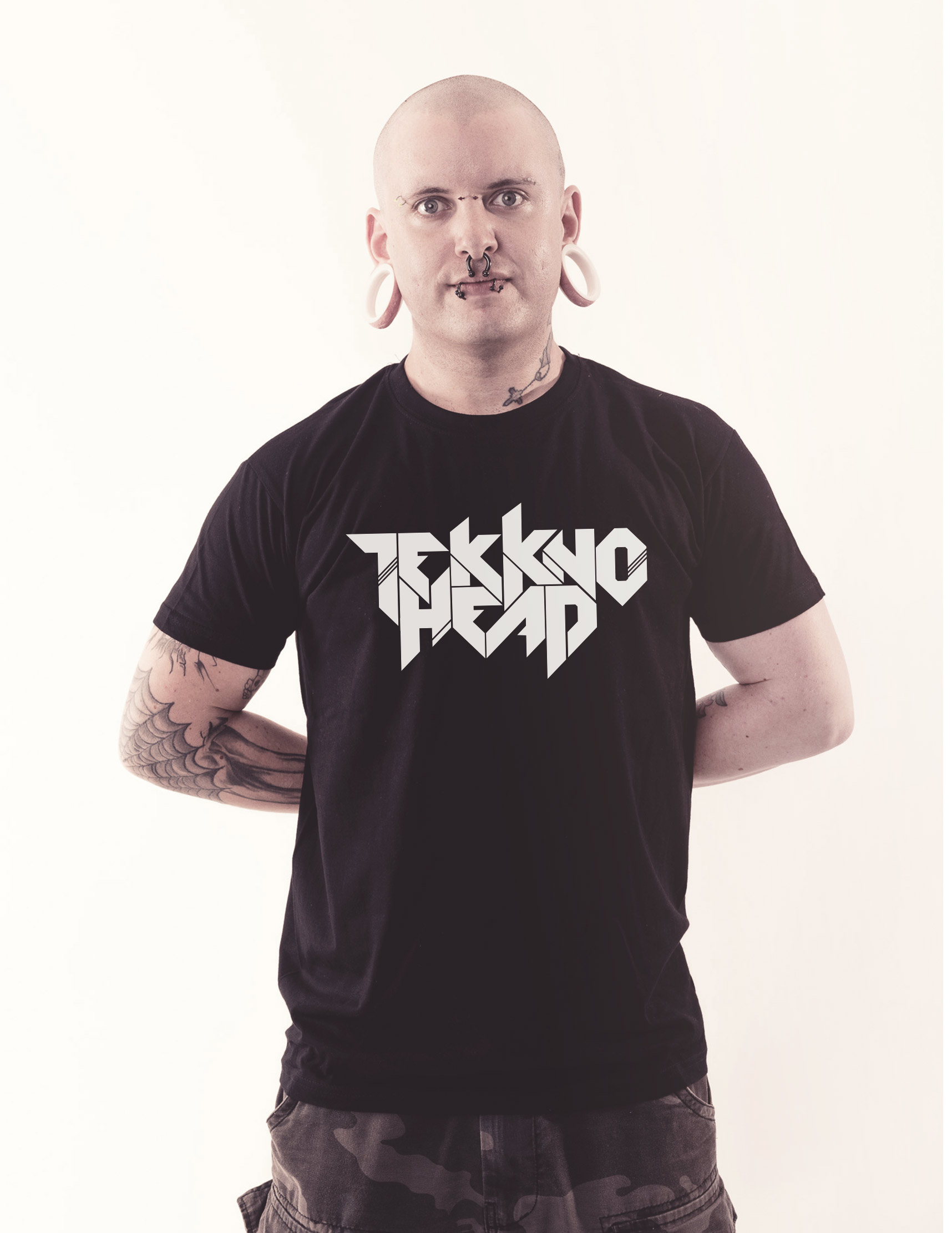 TEKKNOHEAD Shirt wei auf schwarz