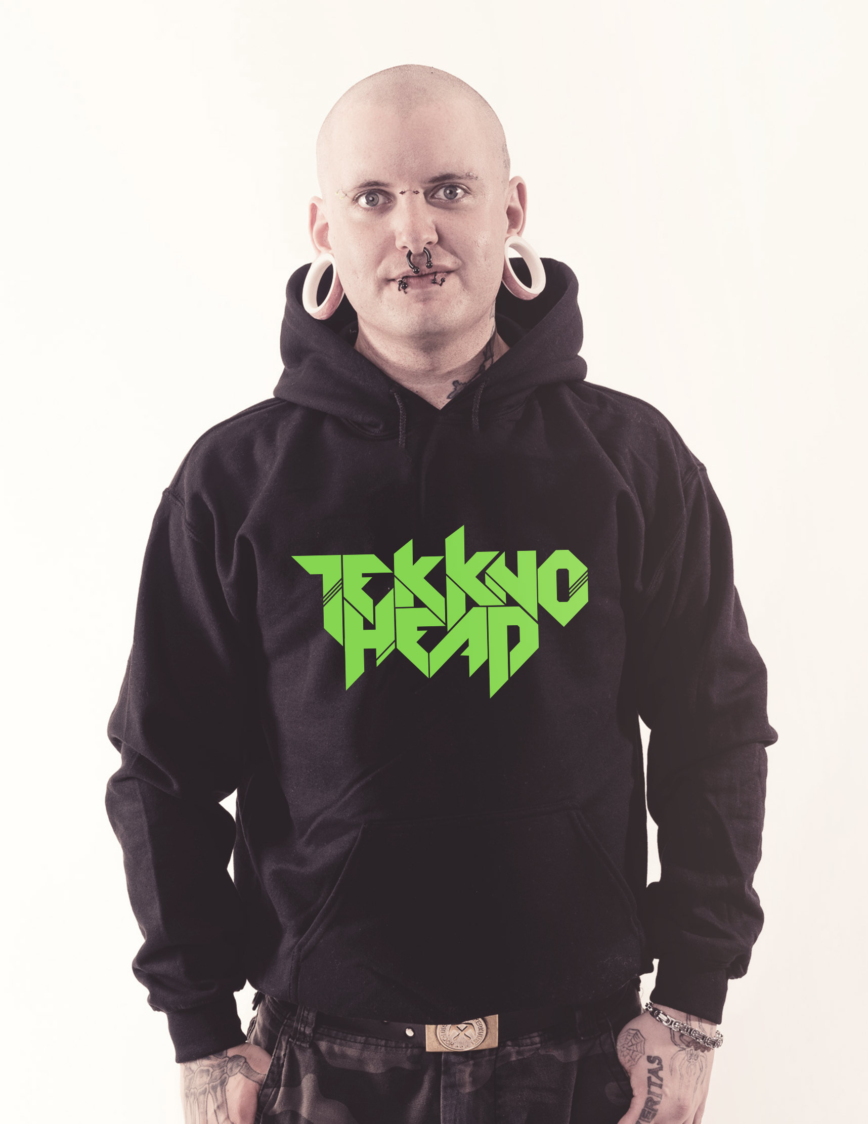 TEKKNOHEAD Kappu neongrn auf schwarz