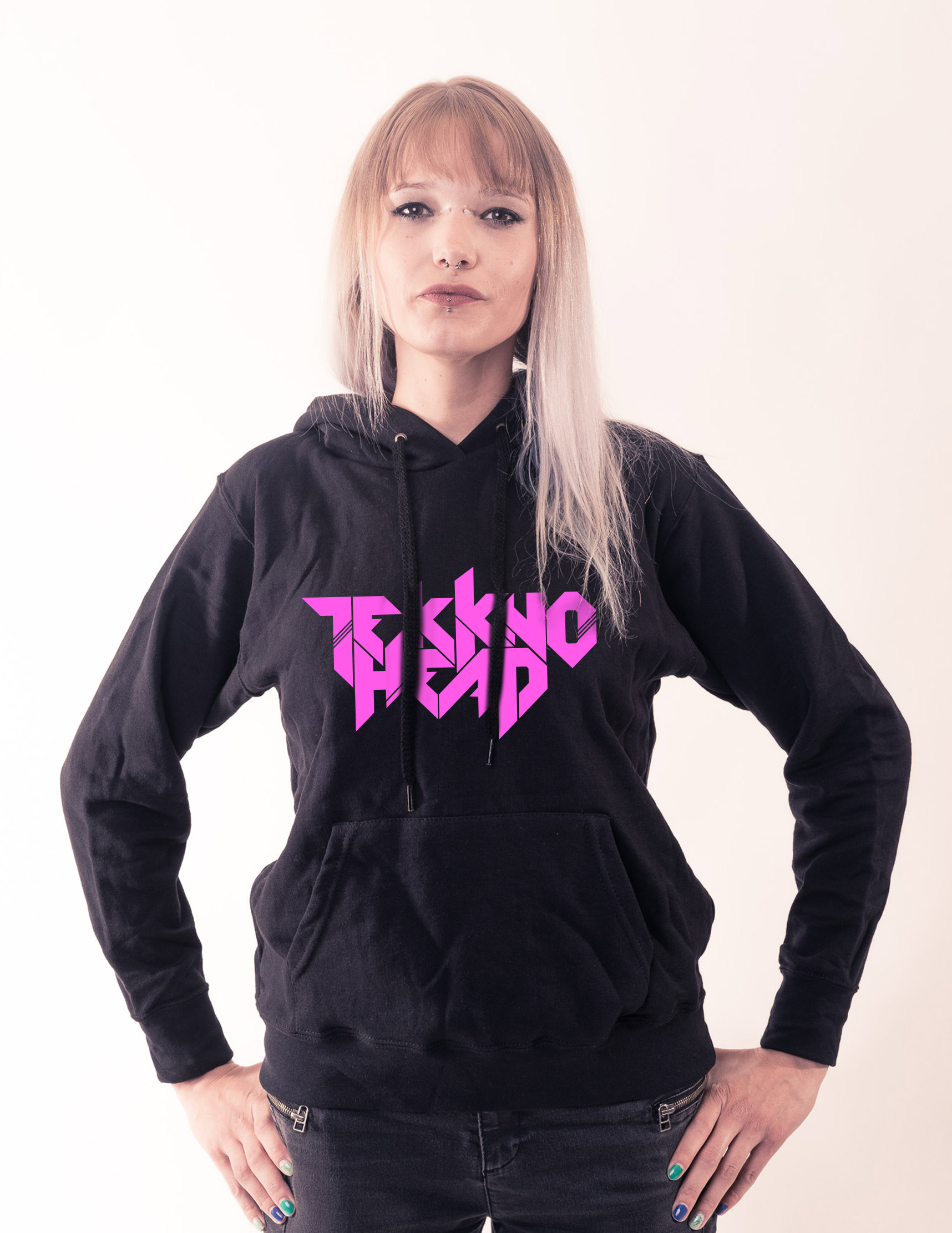 TEKKNOHEAD Girly Kappu neonpink auf schwarz