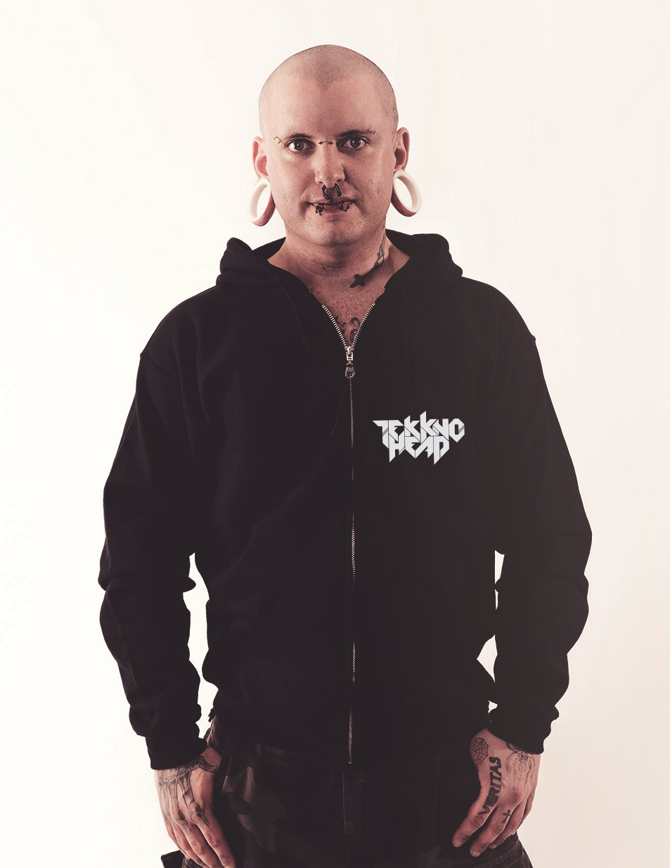 TEKKNOHEAD Kappujacke wei auf schwarz