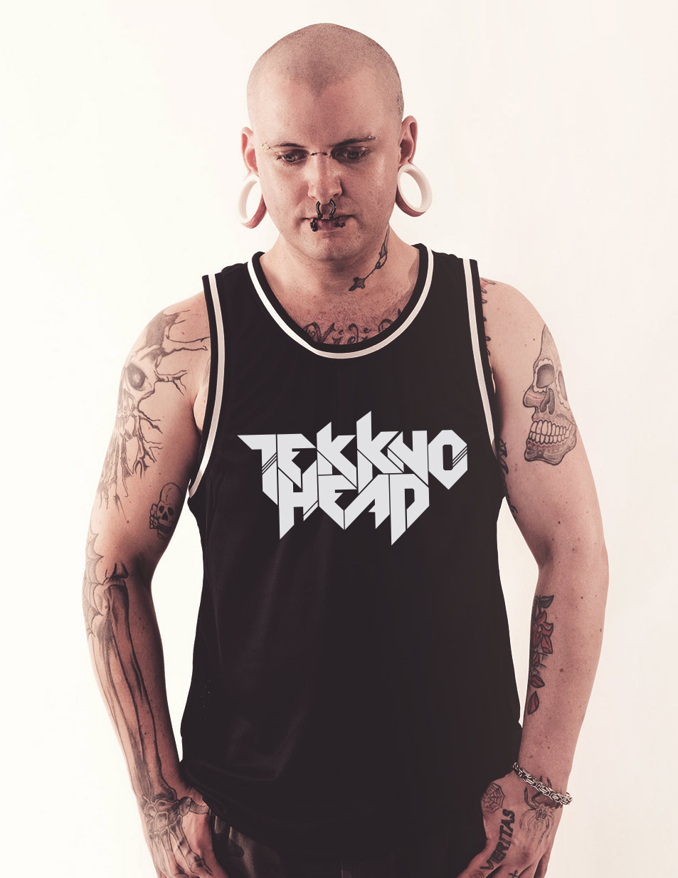 TEKKNOHEAD Mesh Tank Top mehrfarbig auf schwarz