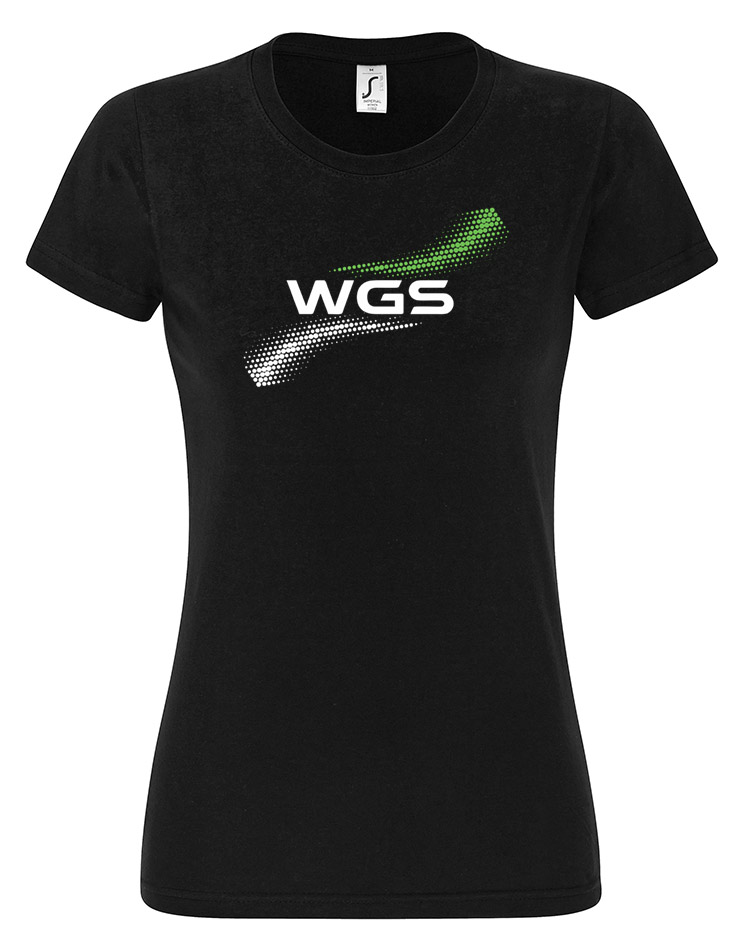 WGS Damen T-Shirt mehrfarbig auf schwarz