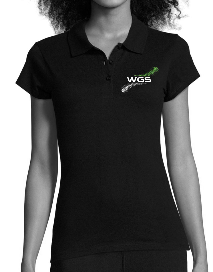 WGS Damen Poloshirt mehrfarbig auf schwarz