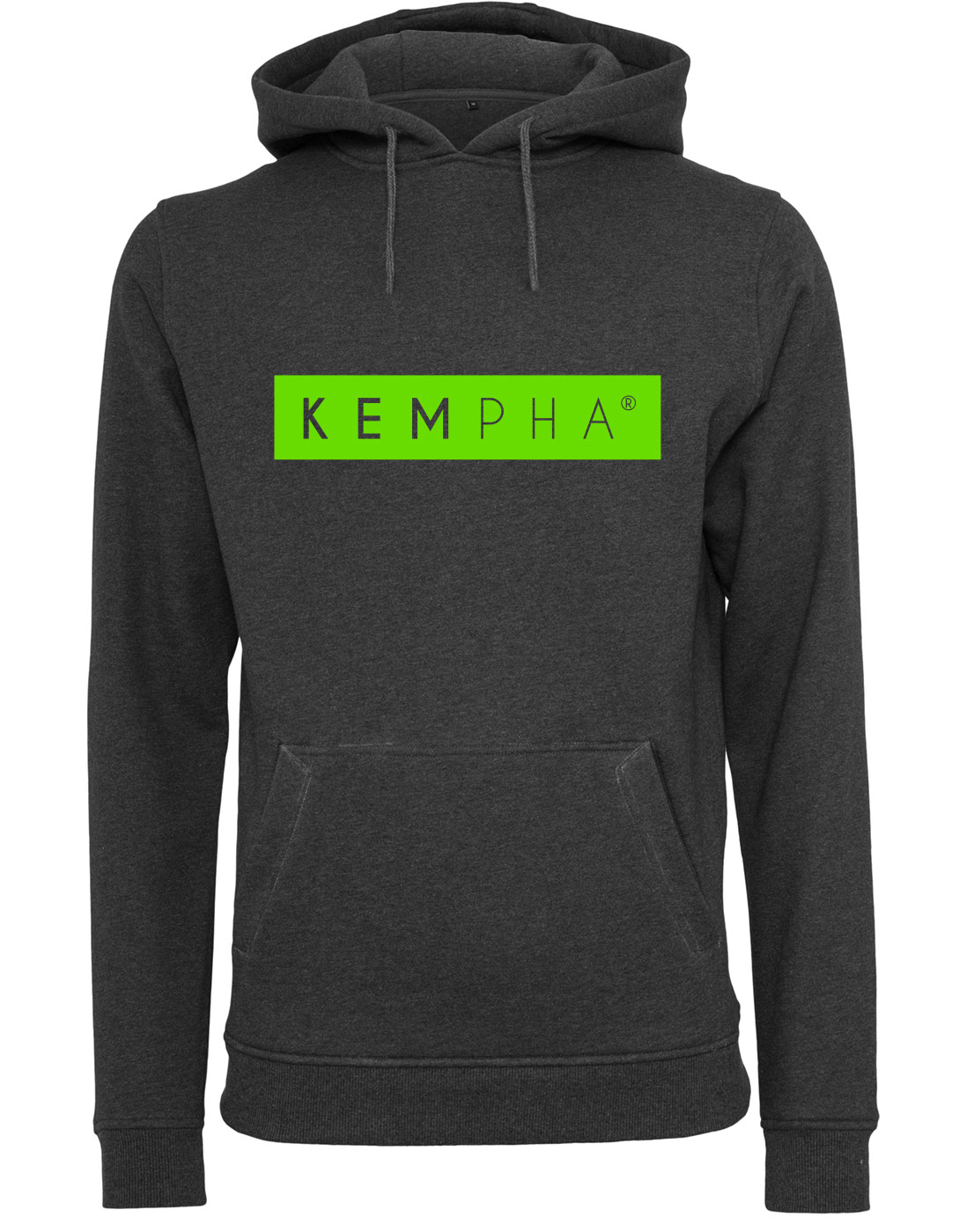 Kempha Premium Hoodie NEONgrn auf heathergrey