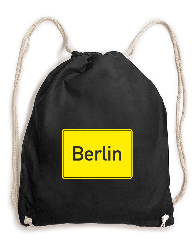 Berlin Schild Baumwollrucksack schwarz
