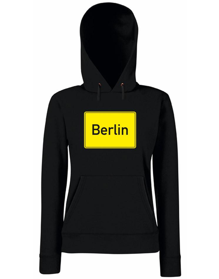 Berlin Schild Damen Kappu schwarz