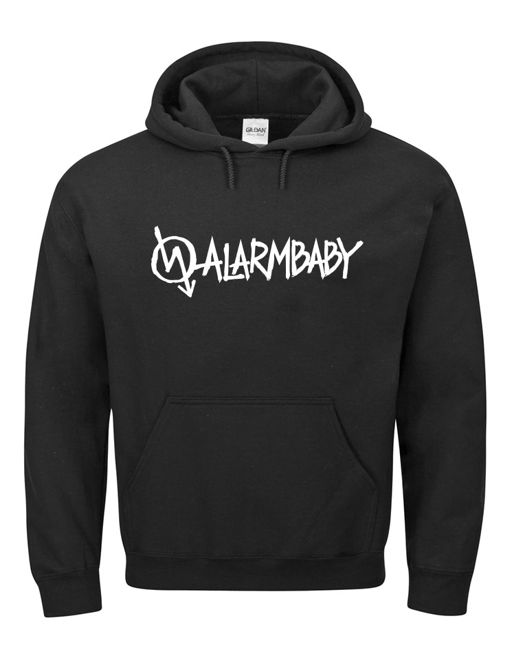 Alarmbaby Hoodie wei auf schwarz