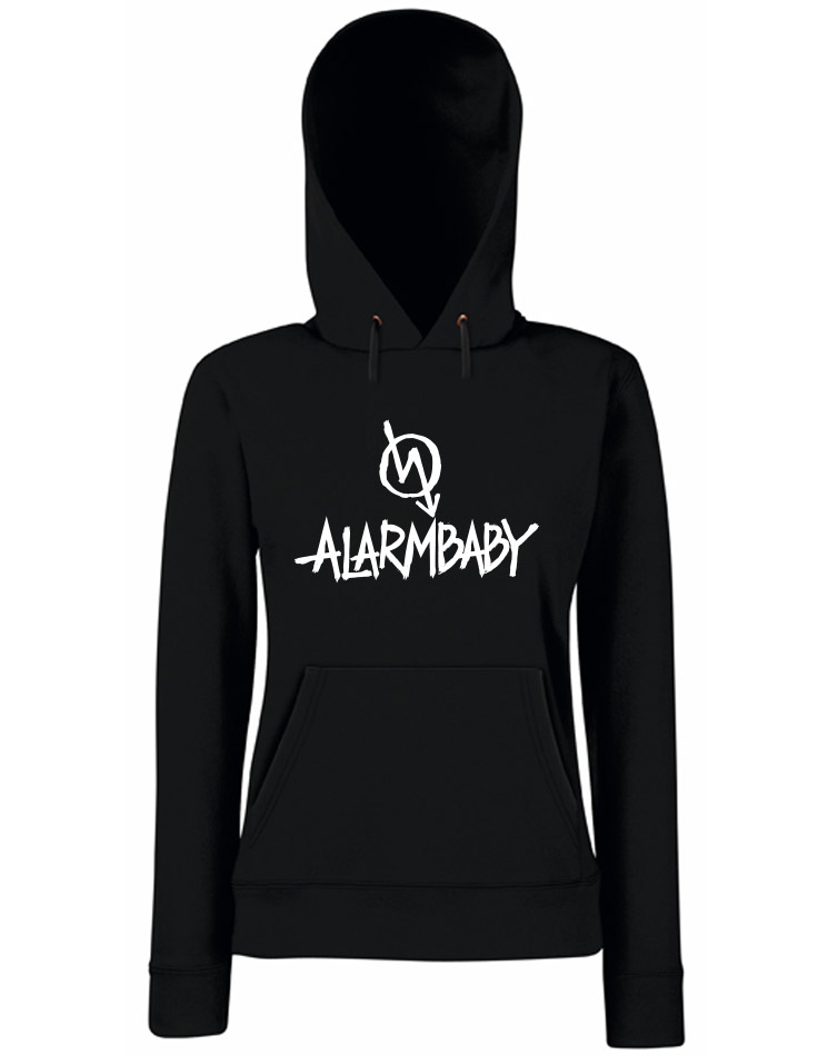 Alarmbaby BigPrint Girly Hoodie wei auf schwarz