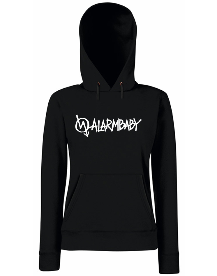 Alarmbaby Girly Hoodie wei auf schwarz