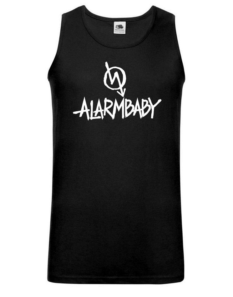 Alarmbaby BigPrint Tank Top wei auf schwarz