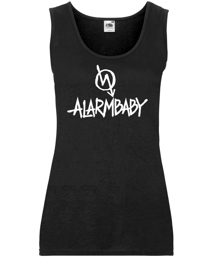 Alarmbaby BigPrint Girly Tank Top wei auf schwarz