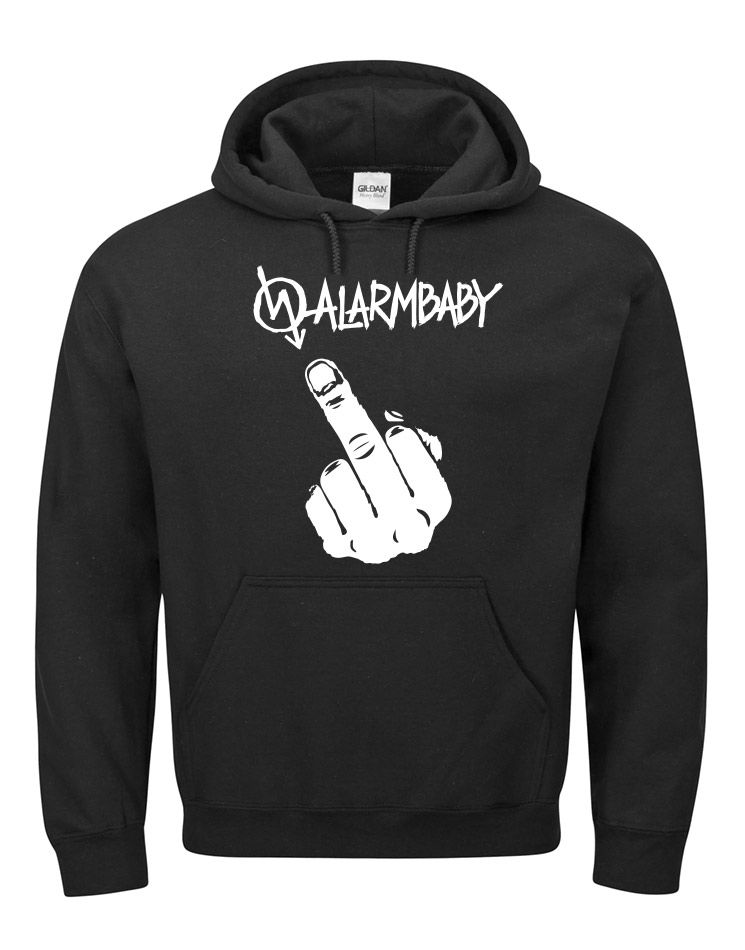 Alarmbaby Fuck You Hoodie wei auf schwarz