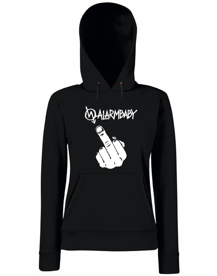 Alarmbaby Fuck You Girly Hoodie wei auf schwarz