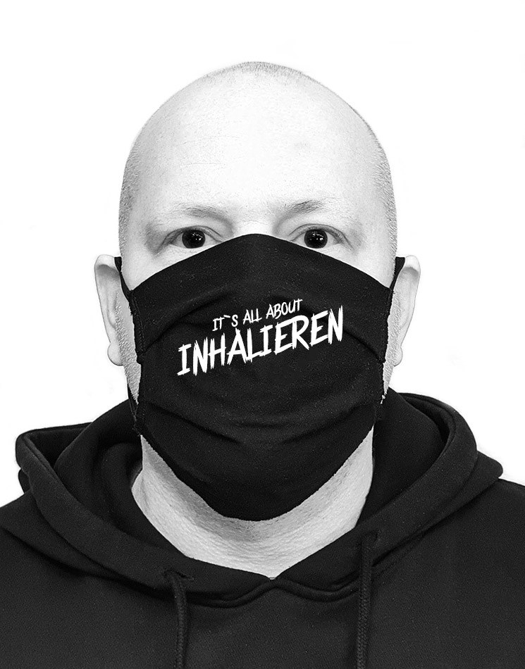 Its all about Inhalieren Mund-Nasen-Maske wei auf schwarz