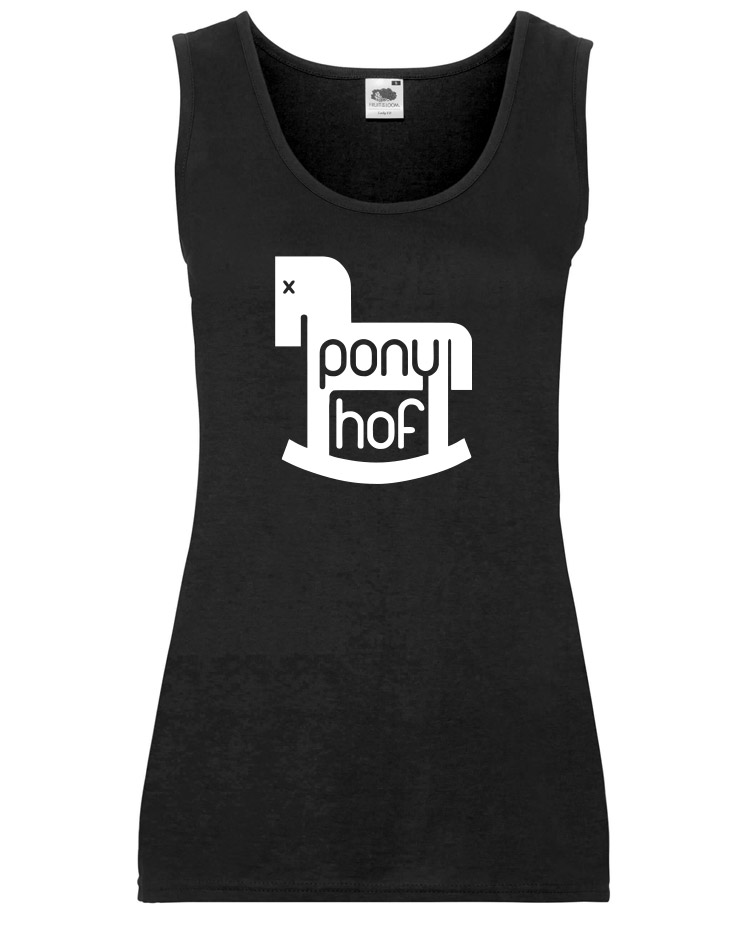 Ponyhof Girly Tank Top weiß auf schwarz
