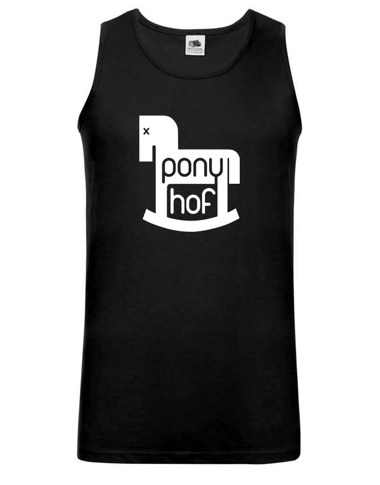 Ponyhof Unisex Tank Top wei auf schwarz