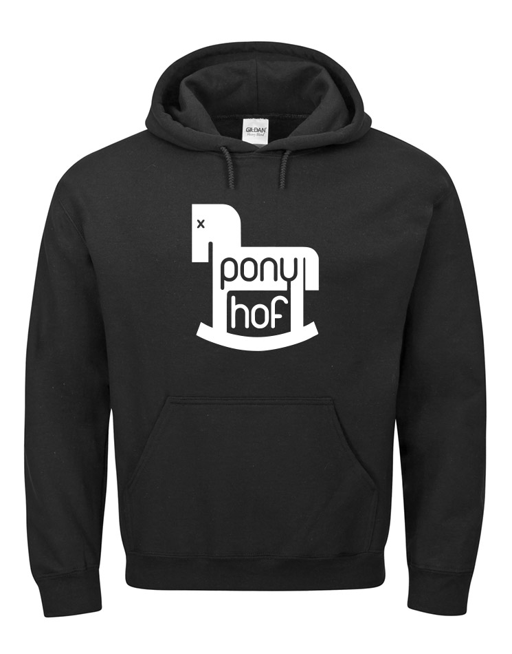 Ponyhof Unisex Hoodie weiß auf schwarz