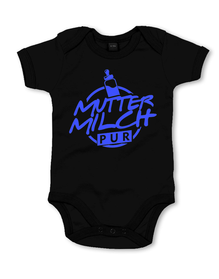 Muttermilch Pur Babystrampler neonblau auf schwarz