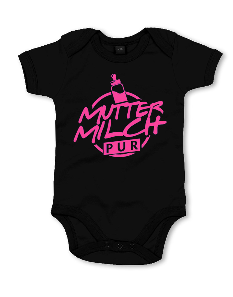 Muttermilch Pur Babystrampler neonpink auf schwarz