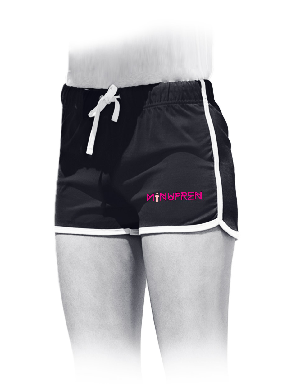 Minupren Womens Retro Shorts pink auf schwarz