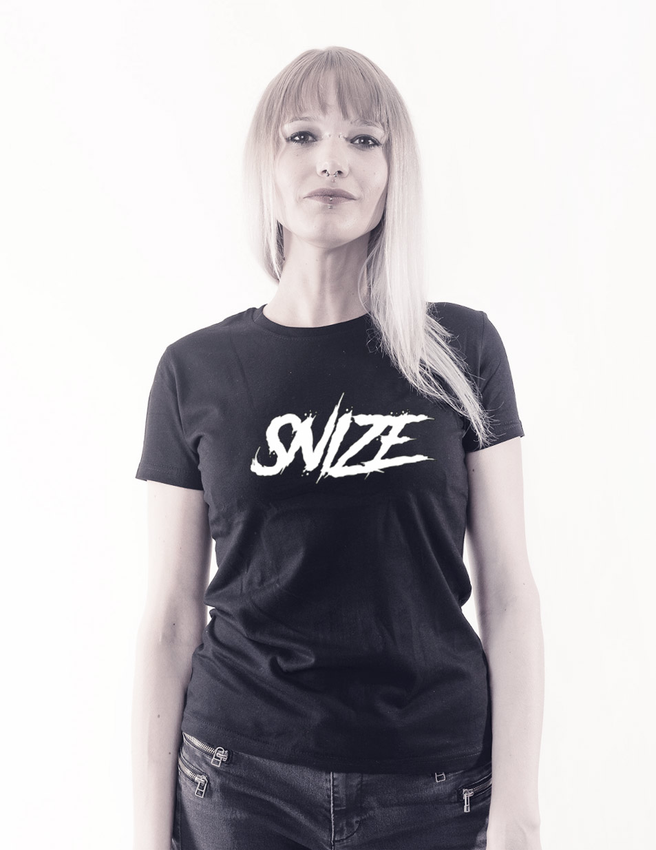 SNIZE Girly T-Shirt wei auf schwarz