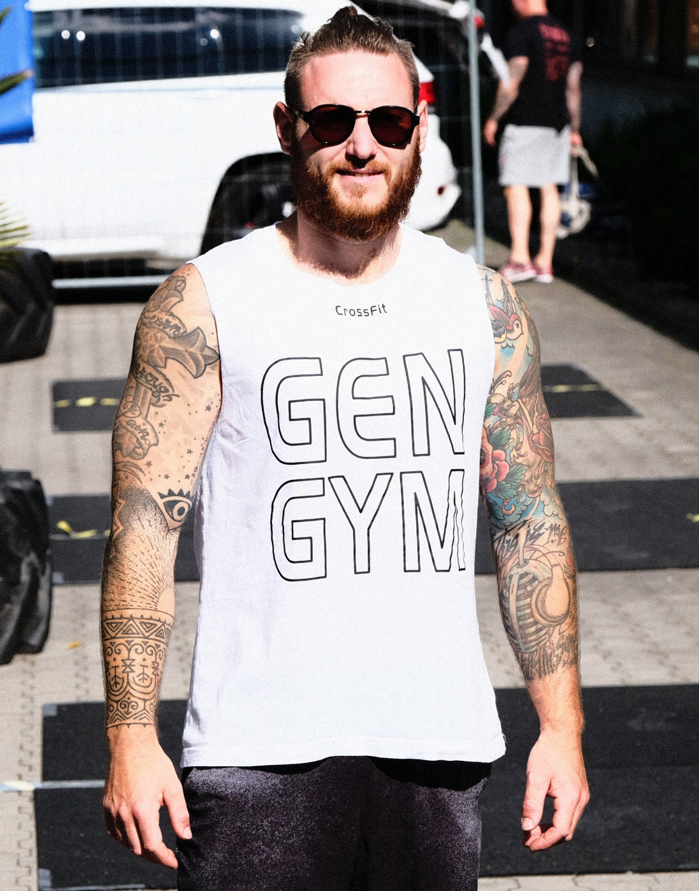 GEN GYM Unisex Tank-Top schwarz auf wei