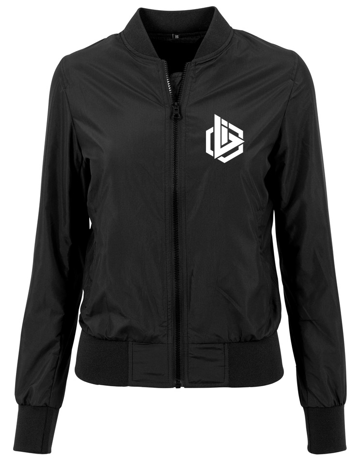 OBI Logo Girly Bomberjacke wei auf schwarz