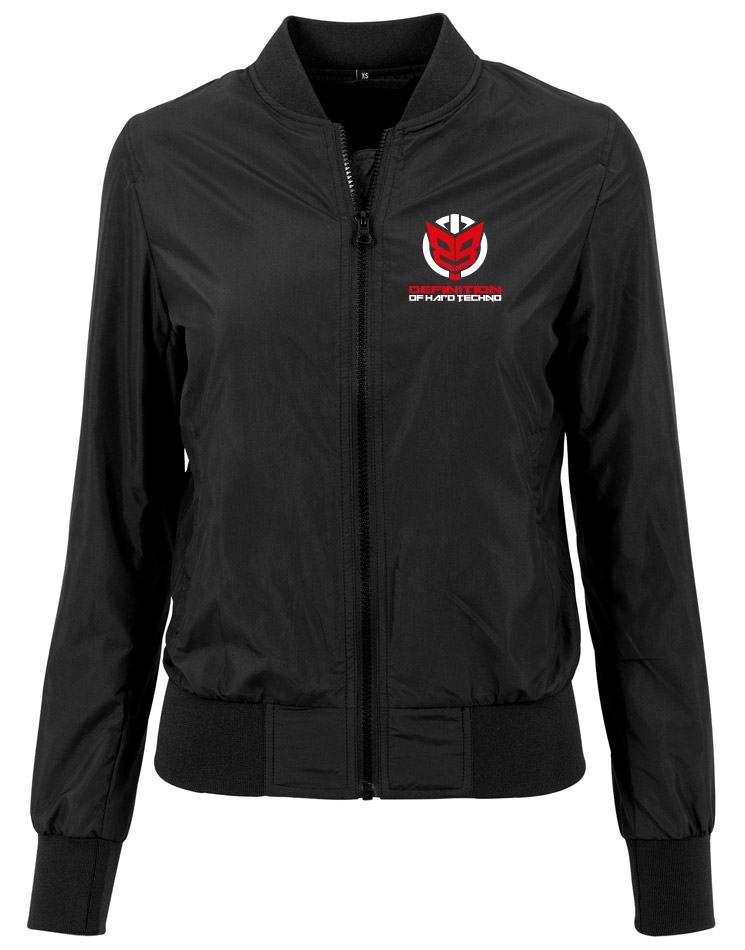 Definition of Hardtechno Logo Girly Bomberjacke wei/rot auf schwarz