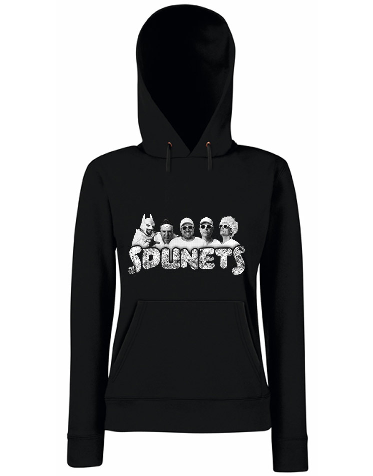 SDUNETS Silhouette Girly Hoodie wei auf schwarz