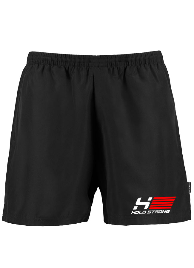 HOLD STRONG Fitness Shorts Men wei/rot auf schwarz