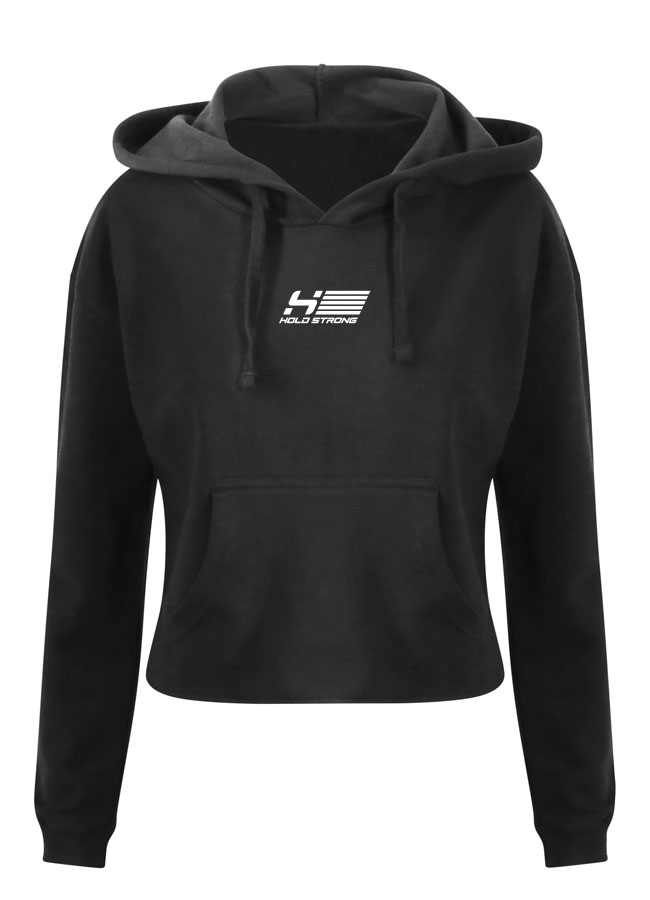 HOLD STRONG Fitness Crop Hoodie Women schwarz