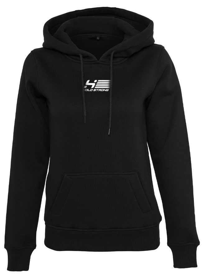 HOLD STRONG Fitness Hoodie Women wei auf schwarz