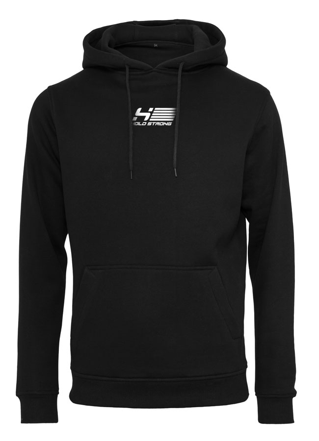 HOLD STRONG Fitness Hoodie Men wei auf schwarz