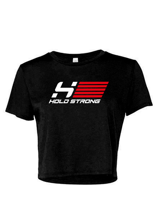 HOLD STRONG Fitness Athlete Crop T-Shirt Women wei/rot auf schwarz