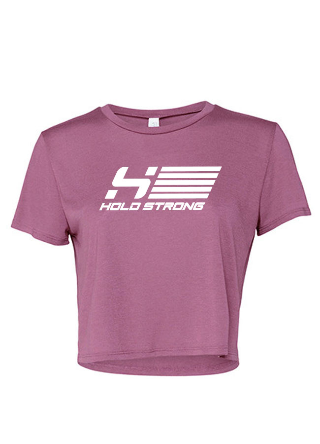 HOLD STRONG Fitness Athlete Crop T-Shirt Women wei auf mouve